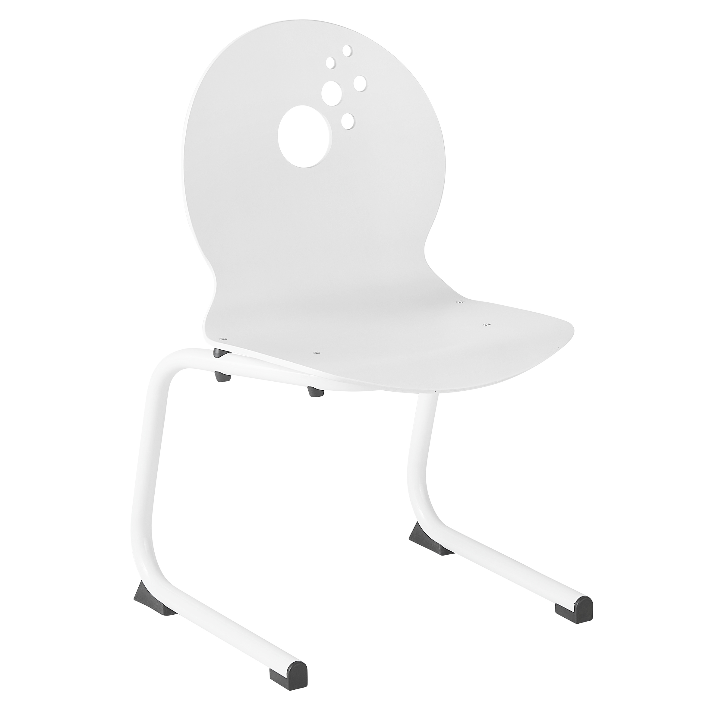 6466 – Chaise OULALA Blop_appui sur table_tube aluminium Ø30 mm_blanche